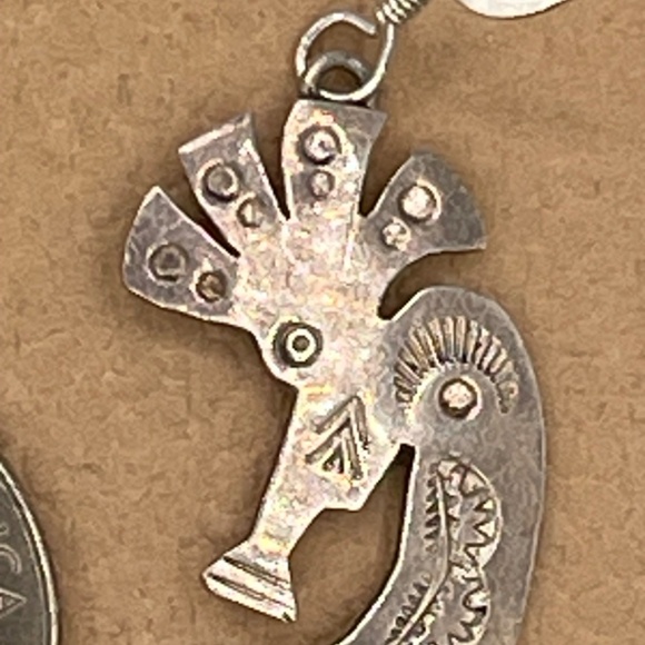 Sterling Silver Kokopelli Earrings Dangle 925 Dancer Feathers & Flute - Picture 12 of 14